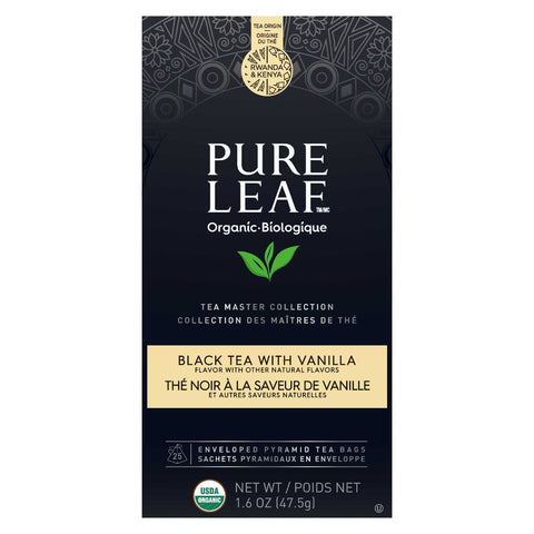 Pure Leaf Organic Black with Vanilla Hot Tea Bags, 25 count per pack -- 6 per case