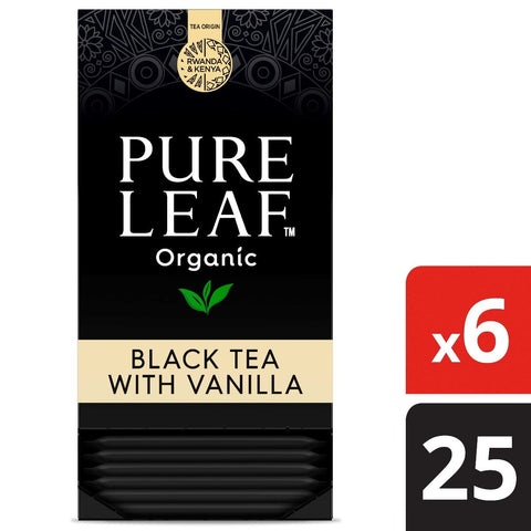 Pure Leaf Organic Black with Vanilla Hot Tea Bags, 25 count per pack -- 6 per case