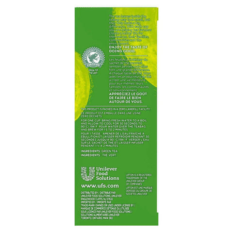 Lipton 100 Percent Natural Green Enveloped Hot Tea Bags, 28 count -- 6 per case