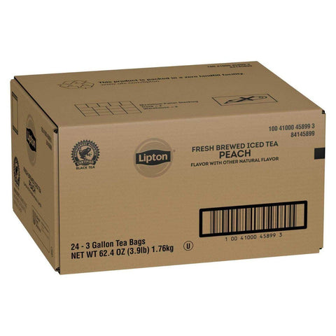 Lipton Peach Iced Tea Bags Black Unsweetened , 3 gallon -- 24 per case
