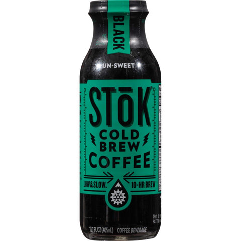 Stok Unsweetened Black Cold Brew Coffee, 13.7 Fluid Ounce -- 12 per case.