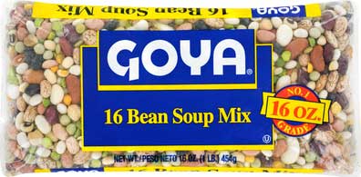 Goya 16 Bean Soup Mix - 16 oz. bag, 24 per case