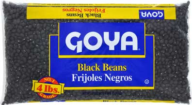 Goya Dry Black Beans - 4 lb. bag, 6 bags per case