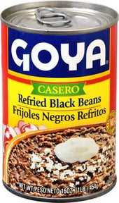 Goya Casero Refried Black Beans - 16 oz. can, 24 cans per case