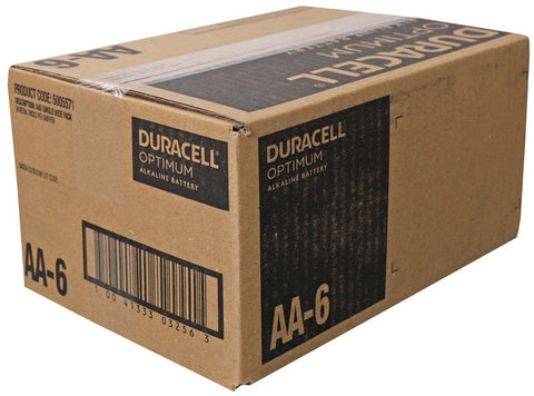 Duracell Optimum AA 6 Alkaline Battery, 6 count per pack -- 24 per case