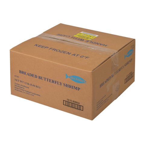 King and Prince Clean Tail Breaded Butterfly Shrimp - 12/15, 3 Pound -- 4 per case.
