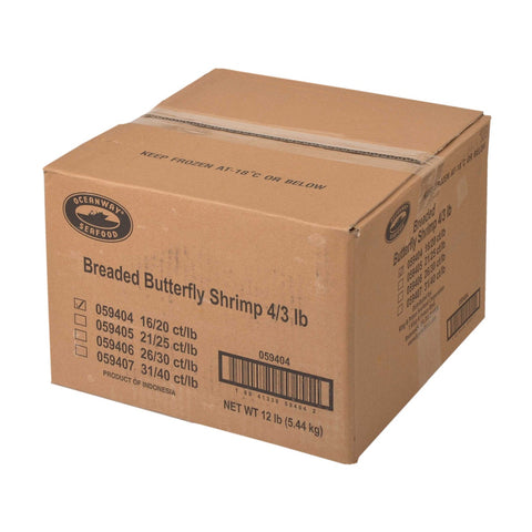 Oceanway Seafood Butterfly Breaded Shrimp - 16/20 Count, 3 Pound -- 4 per case.