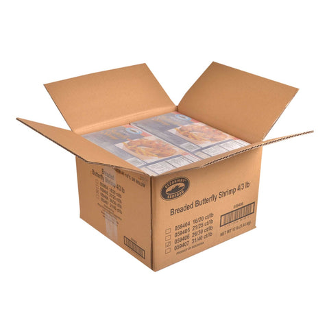 Oceanway Seafood Butterfly Breaded Shrimp - 26/30 Count, 3 Pound -- 4 per case.