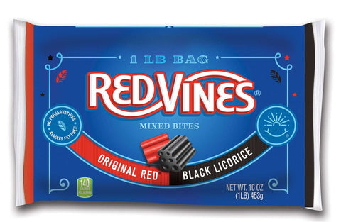 Red Vines Red and Black Mixed Bites - 16 oz. bag, 12 per case