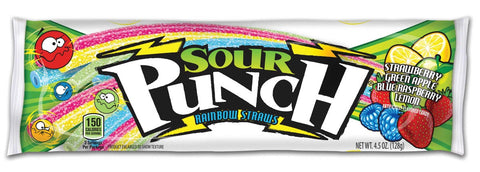 Sour Punch Straws Rainbow Sugar Candy, 4.5 Ounce -- 24 per case.