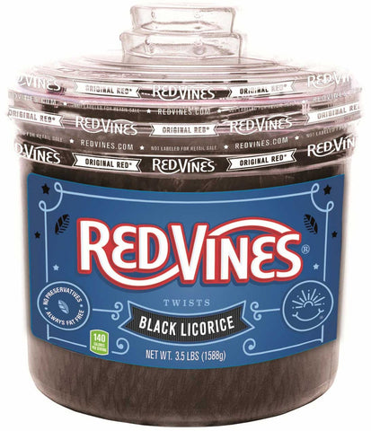 Red Vines Black Licorice Twists Jar, 3.5 Pound -- 4 per case
