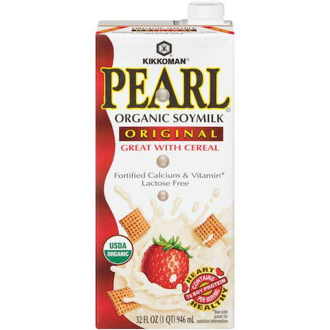 Kikkoman Pearl Organic Original Soymilk, 32 Fluid Ounce -- 12 per case.