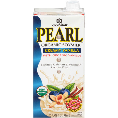 Kikkoman Pearl Organic Creamy Vanilla Soymilk, 32 Fluid Ounce -- 12 per case.