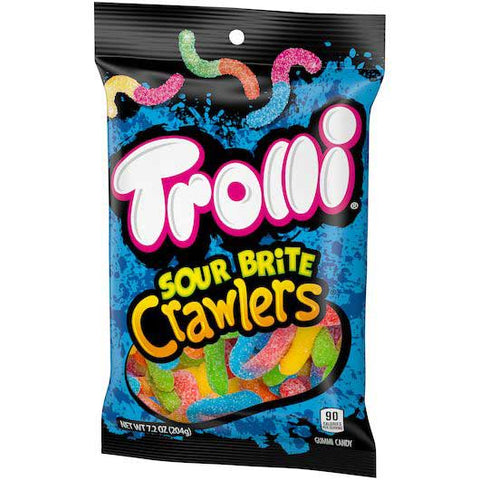 Trolli Sour Brite Crawlers Gummi Candy, 7.2 Ounce Peg Pack -- 8 per case