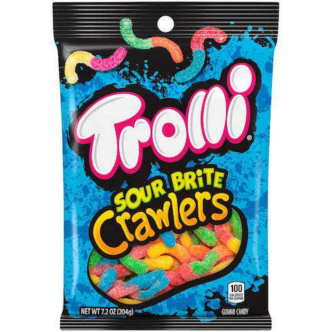 Trolli Sour Brite Crawlers Gummi Candy, 7.2 Ounce Peg Pack -- 8 per case
