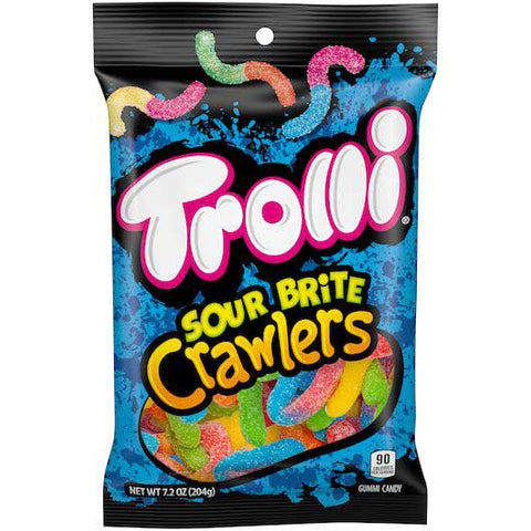 Trolli Sour Brite Crawlers Gummi Candy, 7.2 Ounce Peg Pack -- 8 per case