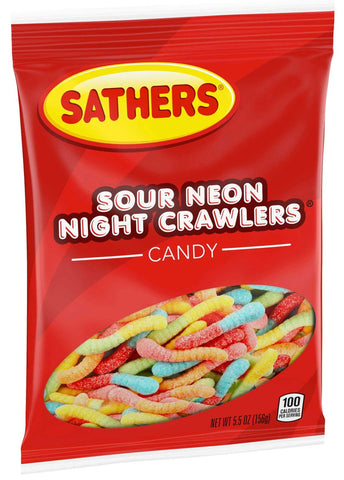 Sathers Sour Neon Night Crawler Candy, 5.5 Ounce -- 12 per case.