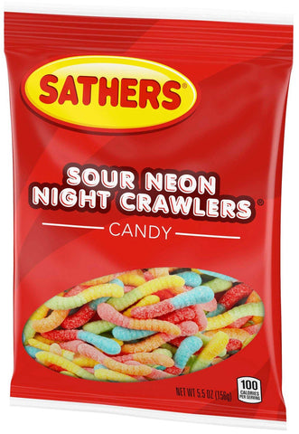 Sathers Sour Neon Night Crawler Candy, 5.5 Ounce -- 12 per case.