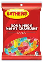Sathers Sour Neon Night Crawler Candy, 5.5 Ounce -- 12 per case.