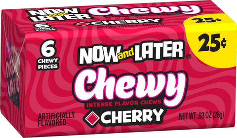 Now and Later Soft 6 Piece Cherry Chewy Candy, 0.93 Ounce -- 288 per case.
