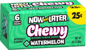 Now and Later Soft 6 Piece Intense Watermelon Chewy Candy, 0.93 Ounce -- 288 per case.