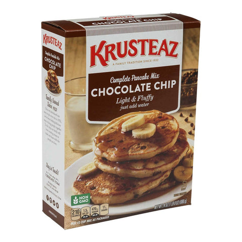 Krusteaz Chocolate Chip Pancake Mix, 24 Ounce -- 12 per case.