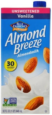 Almond Breeze Unsweetened Vanilla, Non Dairy Beverage, 32 Ounce -- 12 per case.