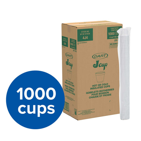 Dart Drink Foam Cups, 4oz, 25/Bag, 40 Bags/Carton
