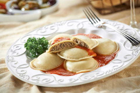 Rosina Food Celentano Large Meat Ravioli Pasta - Round, 22 Ounce -- 12 per case.