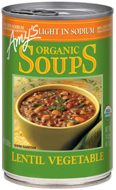 Amys Organic Light in Sodium Lentil Vegetable Soup, 14.5 Ounce -- 12 per case.