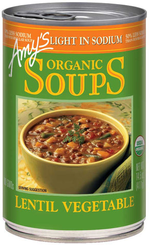 Amys Organic Light in Sodium Lentil Vegetable Soup, 14.5 Ounce -- 12 per case.