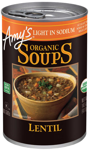 Amys Organic Light in Sodium Lentil Soup, 14.5 Ounce -- 12 per case.