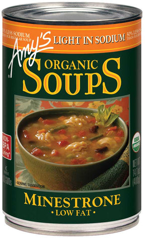 Amys Organic Light in Sodium Minestrone Soup, 14.1 Ounce -- 12 per case.