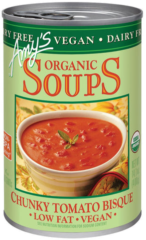 Amys Organic Vegan Chunky Tomato Bisque, 14.1 Ounce -- 12 per case.