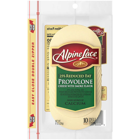 Alpine Lace Sliced Provolone Cheese with Smoked Flavor, 8 Ounce -- 12 per case