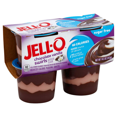 Jell O Sugar Free Chocolate Vanilla Swirls Pudding Dessert, 14.5 Ounce -- 6 per case.