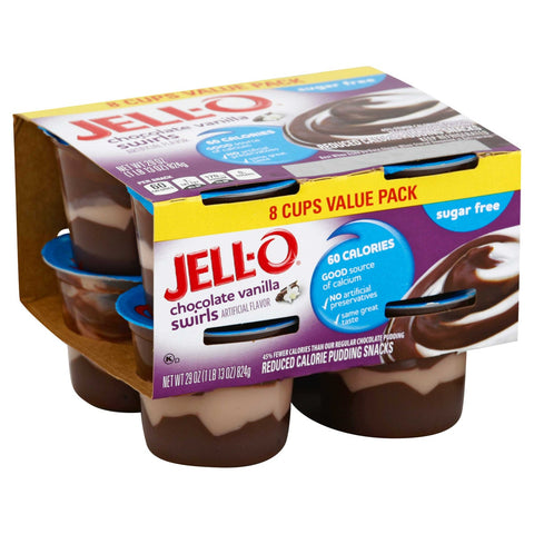 Jell O Sugar Free Chocolate Vanilla Swirls Pudding Dessert, 1.812 Pound -- 6 per case.