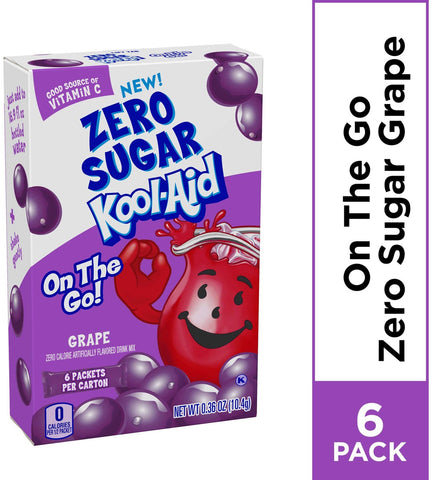 Kool Aid On The Go Zero Sugar Grape Powdered Soft Drink Mix, 0.36 Ounce -- 12 per case