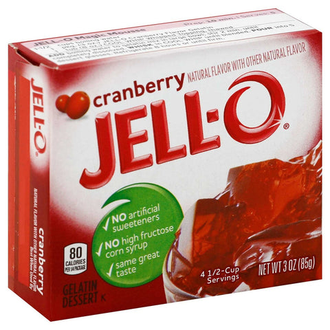 Jello Cranberry Gelatin, 3 Ounce -- 24 Case