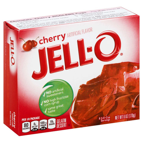Jello Cherry Gelatin, 6 Ounce -- 24 Case