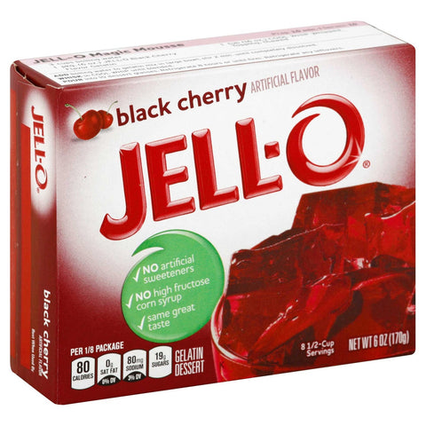 Jello Black Cherry Gelatin, 6 Ounce -- 24 Case