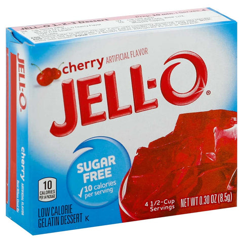 Jello Cherry Sugar Free Gelatin, .3 Ounce -- 24 Case