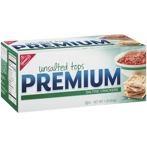 Kraft Nabisco Premium Saltine Cracker - Unsalted TOP, 16 Ounce -- 12 per case.