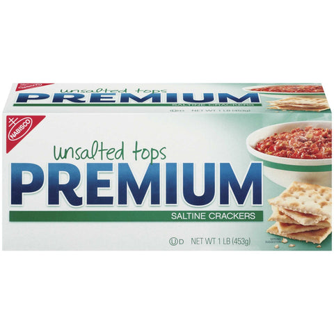 Kraft Nabisco Premium Saltine Cracker - Unsalted TOP, 16 Ounce -- 12 per case.