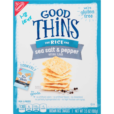Good Thins Sea Salt and Pepper Brown Rice Cracker, 3.5 Ounce -- 12 per case.