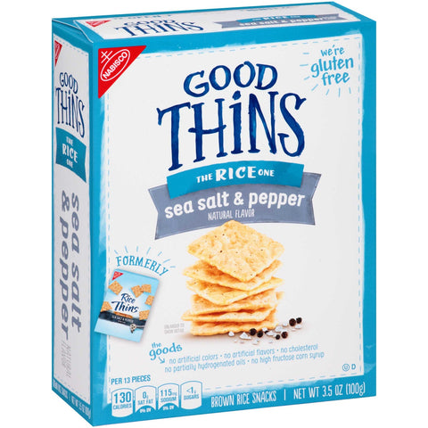 Good Thins Sea Salt and Pepper Brown Rice Cracker, 3.5 Ounce -- 12 per case.