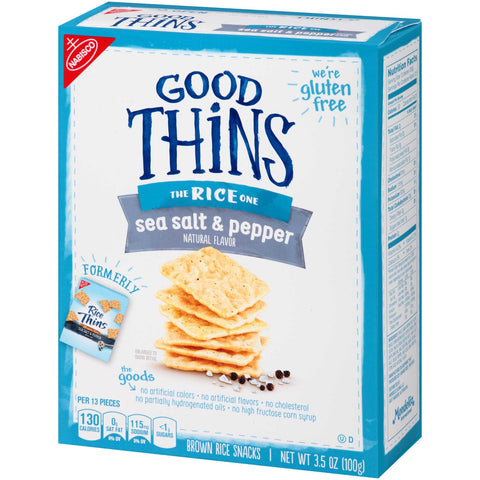 Good Thins Sea Salt and Pepper Brown Rice Cracker, 3.5 Ounce -- 12 per case.