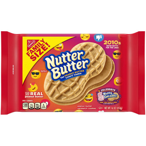 Kraft Nabisco Nutter Butter Sandwich Cookies - Peanut Butter, 16 Ounce -- 12 per case.