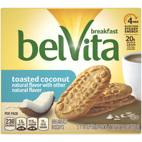 Belvita Breakfast Toasted Coconut Biscuit, 1.76 Ounce -- 30 per case.