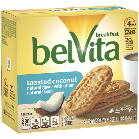 Belvita Breakfast Toasted Coconut Biscuit, 1.76 Ounce -- 30 per case.